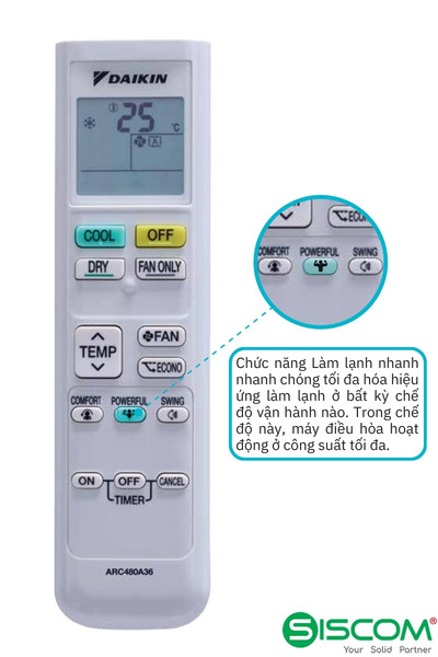 Dàn lạnh nối ống gió CDXM60RVMV điều hòa multi Daikin 3 Chức năng làm lạnh nhanh Powerful