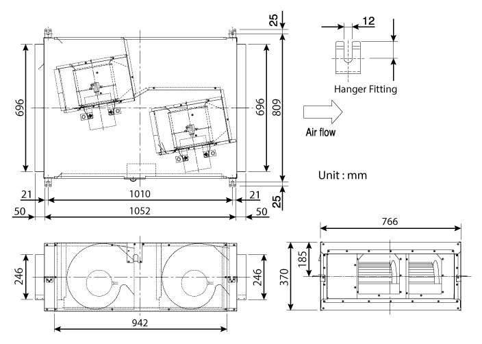 FV-25SM3 Quạt hút âm trần nối ống gió Panasonic 3 Kích thước quạt hút FV-25SM3